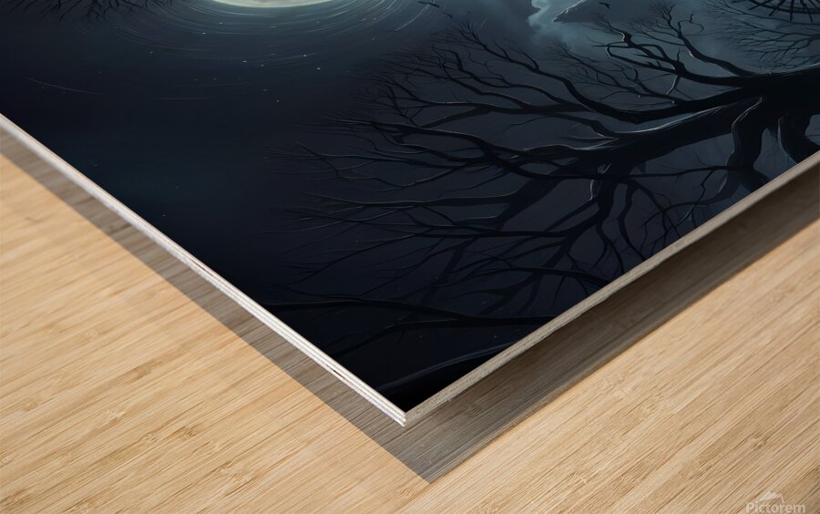 Mystical Moonlight: Veiled in Fog Embraced by Mountains Wood print