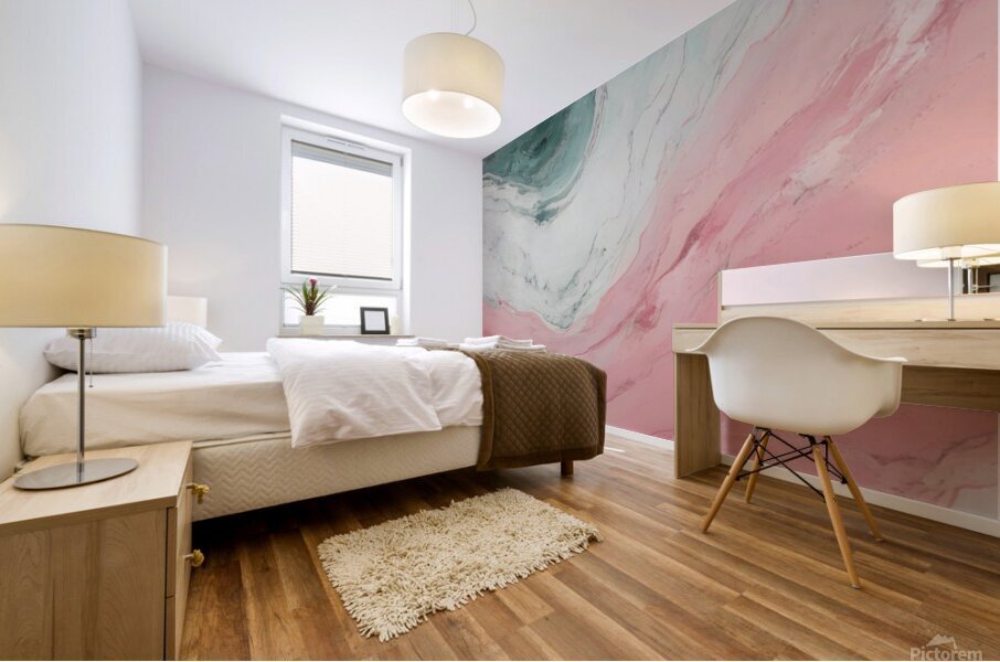 Green and Pink Marble Mural print