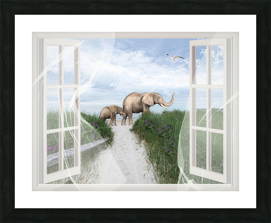 Elephants Outside My Window Picture Frame print