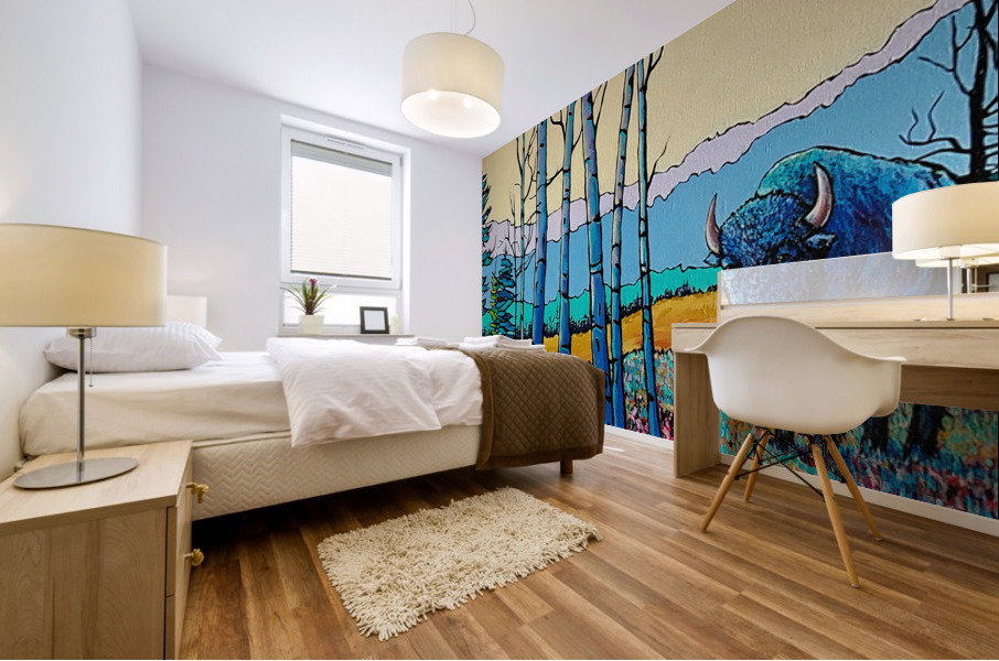Buffalo At Liard Mural print