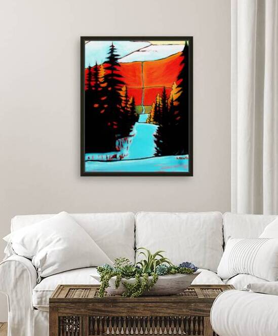 Pink Mountain Snow Trail by Art by Alison Newth