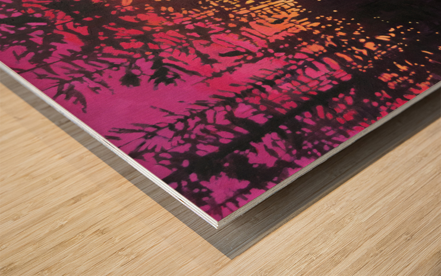 Crows at Sunset Wood print