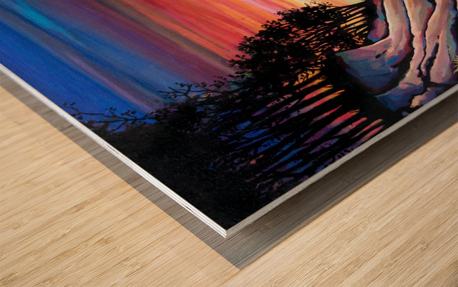 Williston Lake Sunset Wood print