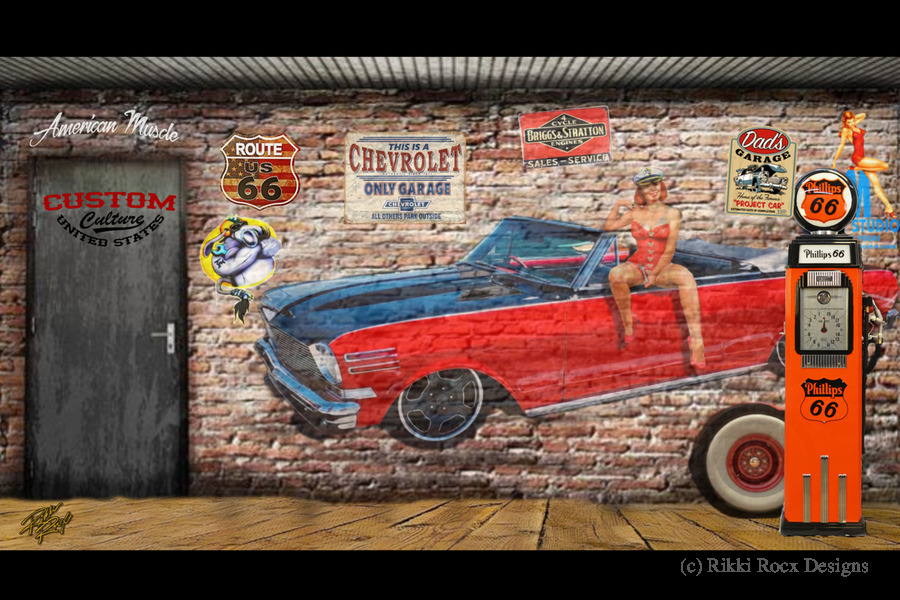 Garage Wall Mural by Rikki Rocx Designs Wall Art