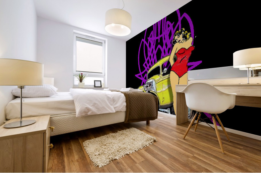 50s  pinstripe & pin-ups Mural print