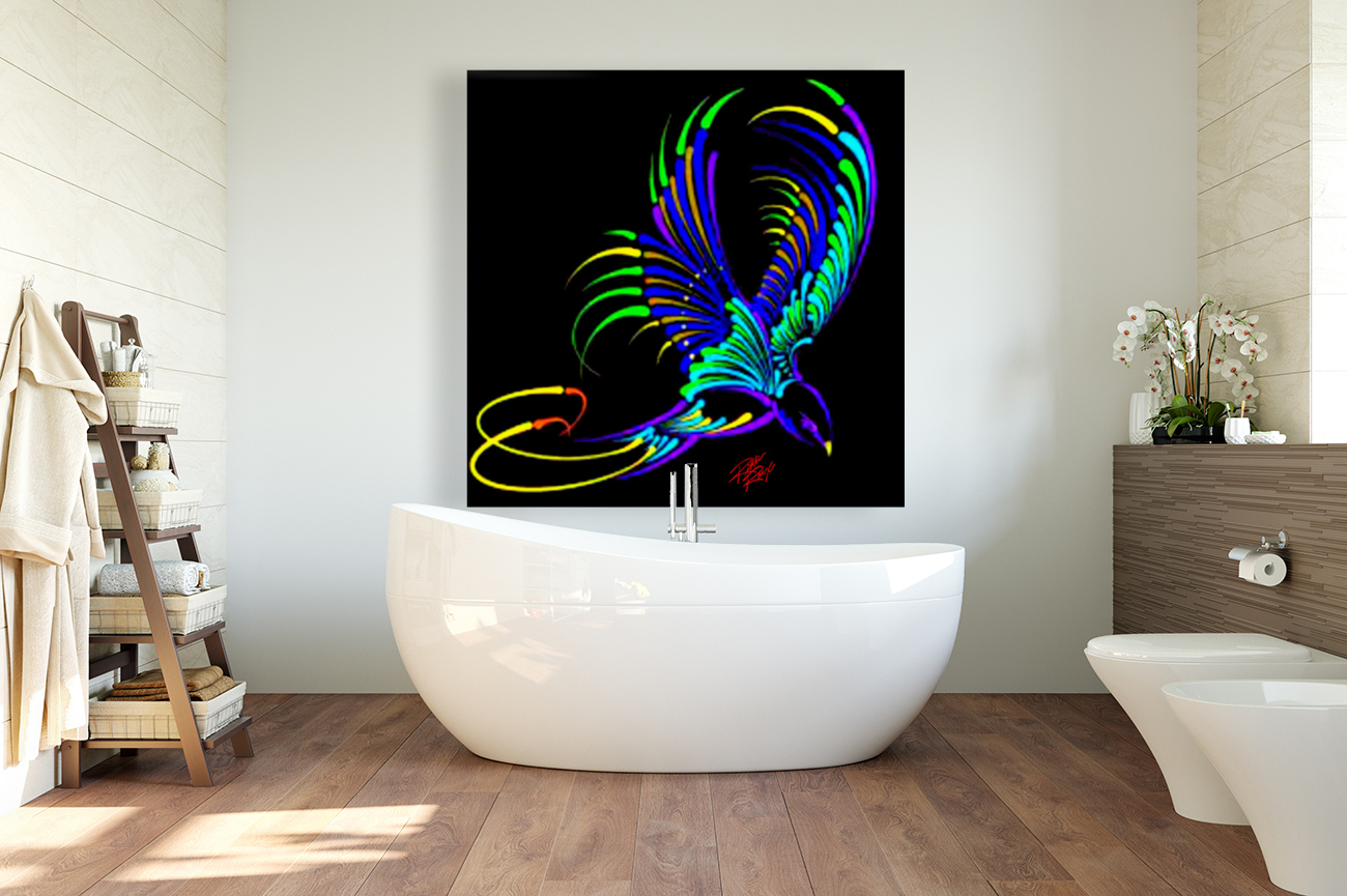 Rainbow Bird in Flight Reproduction