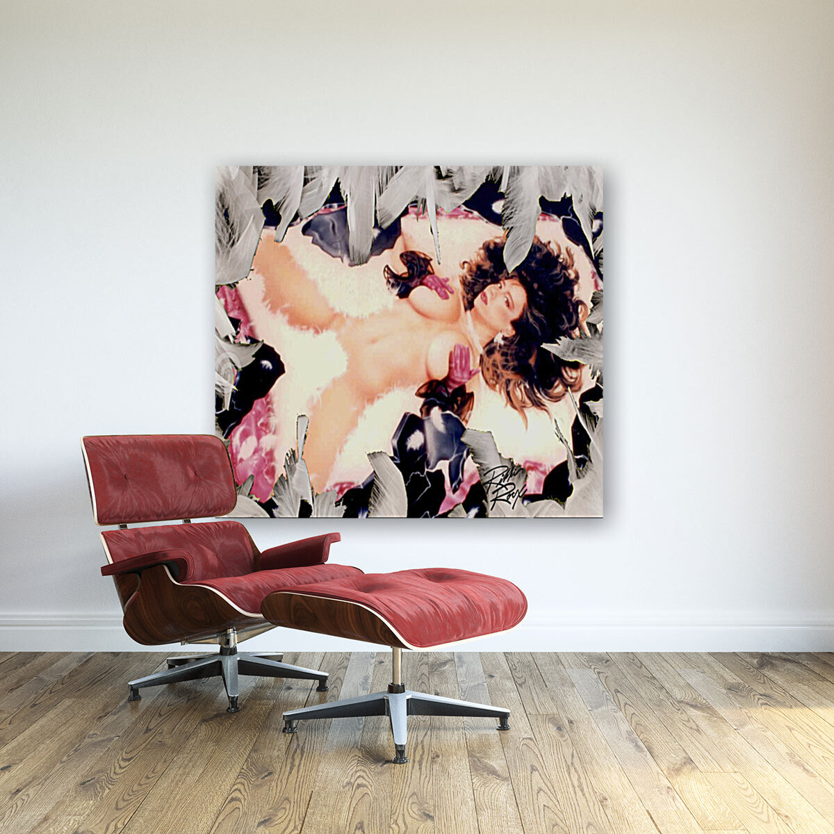Waiting in White Feathers Reproduction