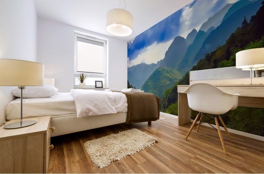 Foggy mountains Mural print