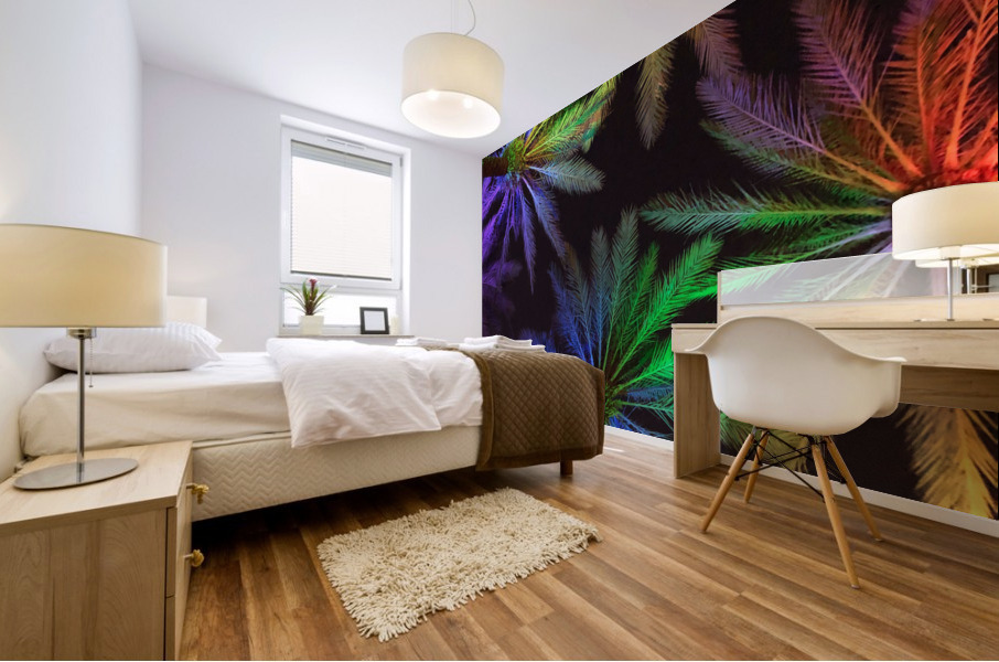 Electric Palm - Rainbow Mural print