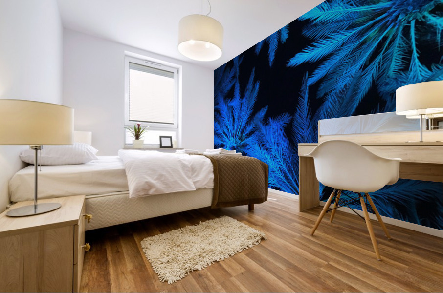 Electric Palm - Blue Mural print