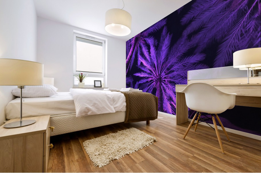 Electric Palm - Violet Square Mural print
