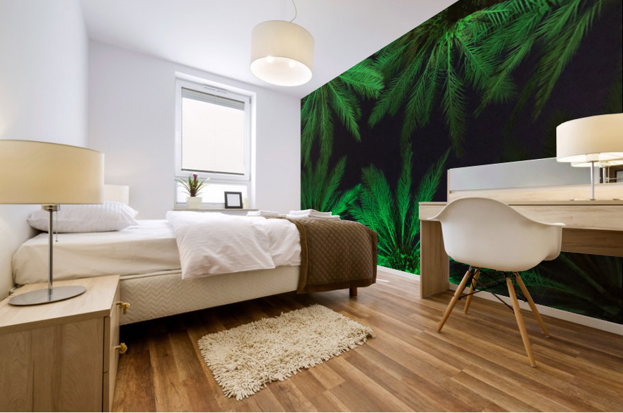 Electric Palm - Green Mural print
