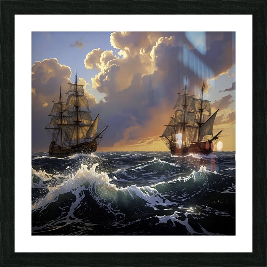 Paired Frigates Picture Frame print