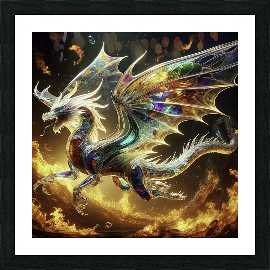 GLASS DRAGON FLAMES Picture Frame print
