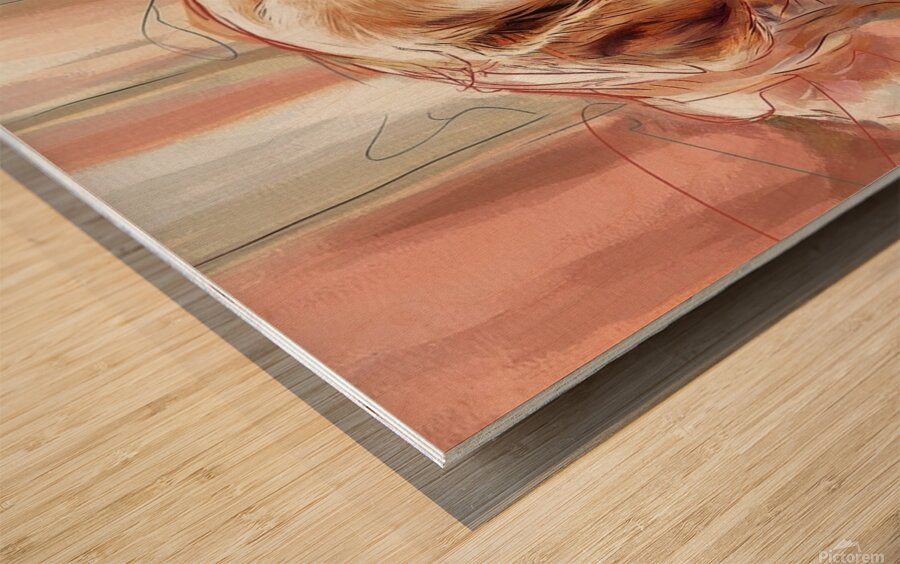 The painting radiates a palpable warmth evoking emotions of desire longing and an unspoken ache for what lies just out of reach. Wood print