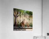 Default A high-quality wall painting depicts a cat and its kitten under the shade of a tree Acrylic Print