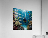 Default The mural is a highquality depiction of an underwater scene featuring a male diver exploring the depths of the ocean Acrylic Print