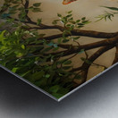 Default A high-quality wall painting depicts a cat and its kitten under the shade of a tree Metal print