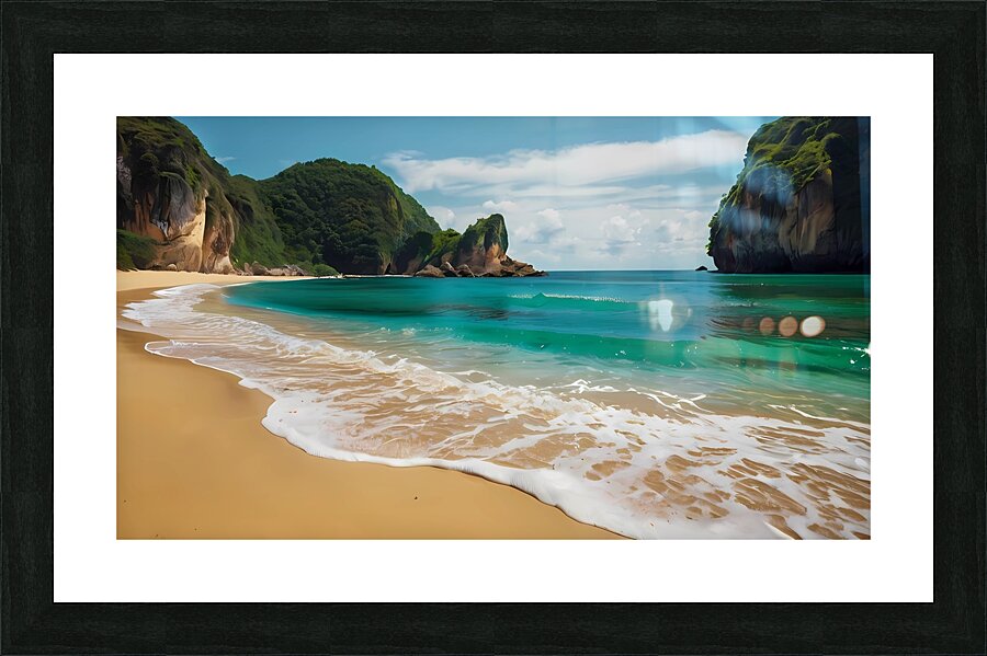 Default A paradise beach of golden sand where cel Picture Frame print