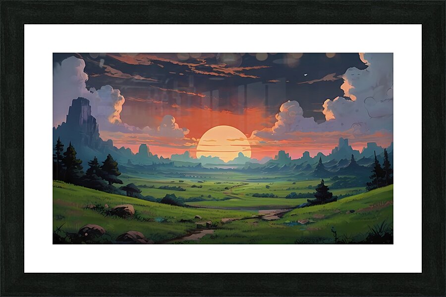 Default Original anime Japanese landscape Studio Picture Frame print