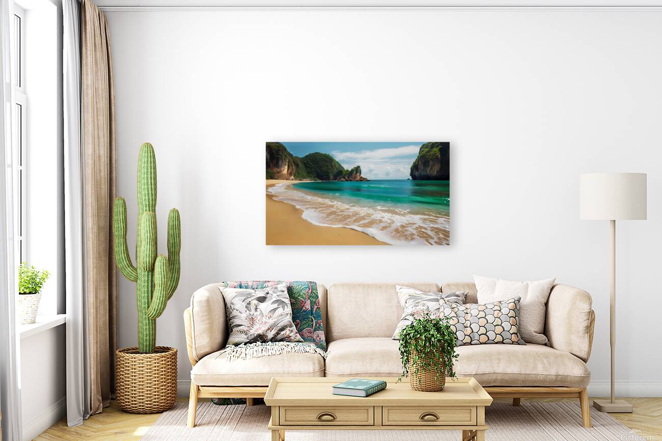 Default A paradise beach of golden sand where cel Reproduction