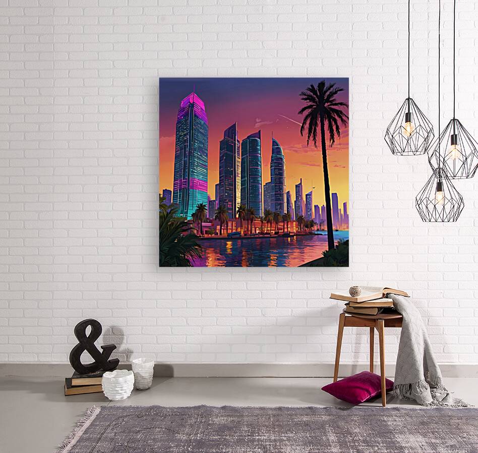 Default GTA VI style drawing of a vibrant coastal city Reproduction