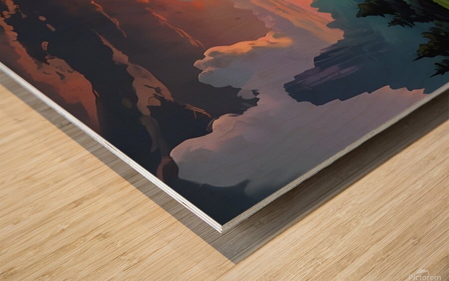 Default Original anime Japanese landscape Studio Wood print