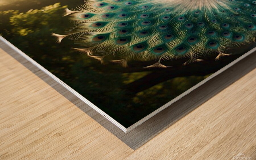 Peacock Splendor: A Burst of Vibrant Colors Wood print