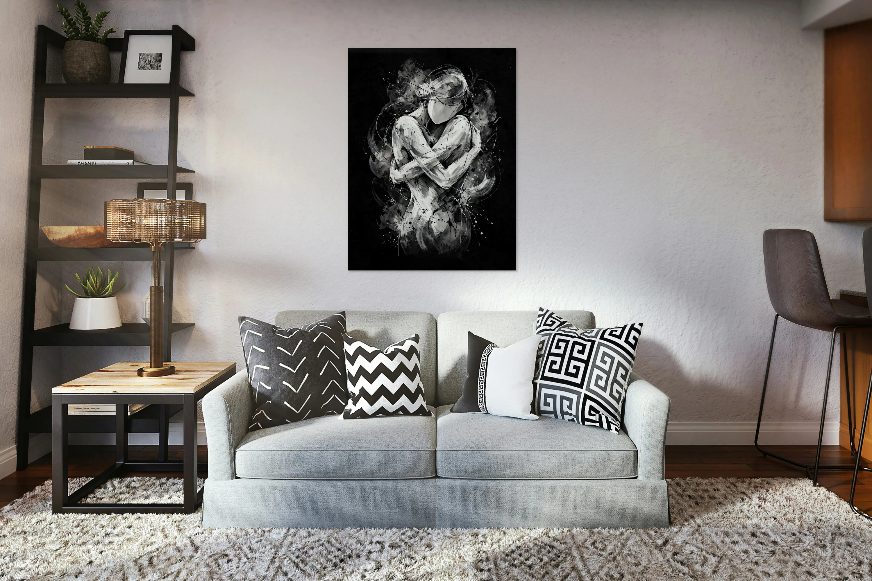 Embrace of Silence | Abstract Monochrome Figure by UNSPOKEN LANGUAGE ...