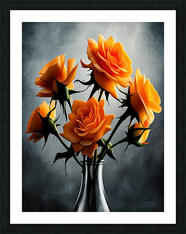 Orange Flowers  Picture Frame print