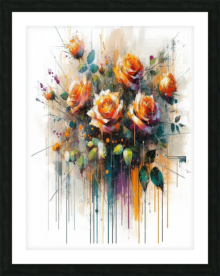 Orange rose paint Picture Frame print