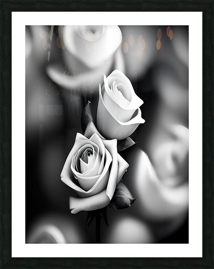 Black and white Roses Picture Frame print