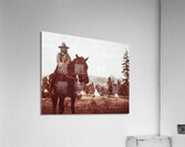 horse on horse with teepees and mountains Acrylic Print