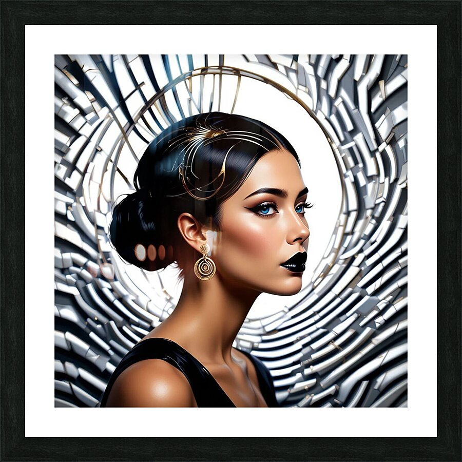Art Nouveau Futuriste : Femme aux Rayures Dorees Picture Frame print