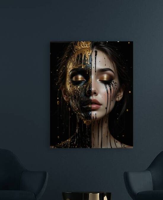 Golden Tears: A Study in Contrast and Elegance by Shards of Art