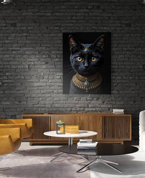 Egyptian Divine Cat - Feline Majesty in Gold by Shards of Art