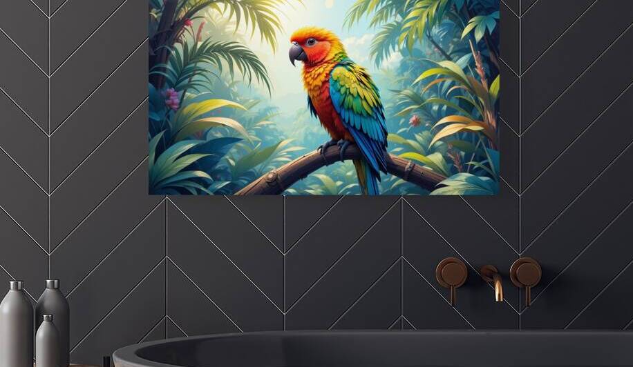 Tropical parrot in the jungle by Shards of Art