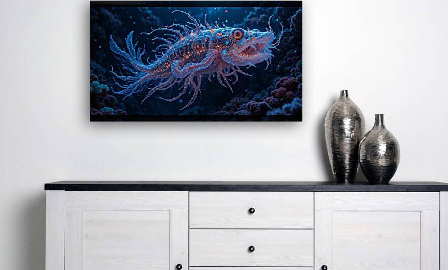Abyssalis Lumina: Etude dune Creature Bioluminescente   artnumerique  digitalart  illustration  science  nature by Shards of Art