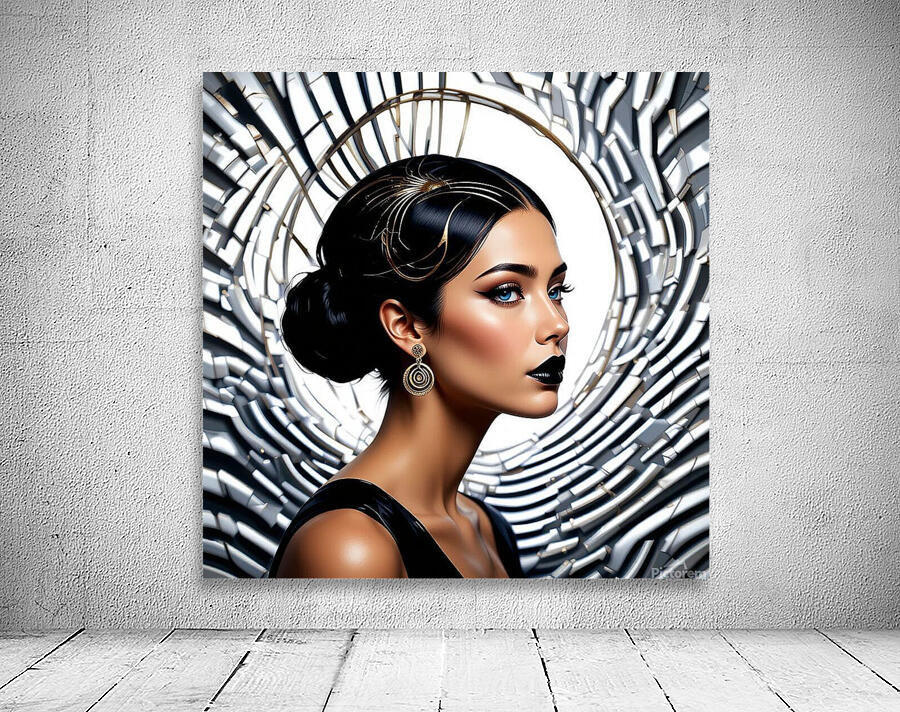 Art Nouveau Futuriste : Femme aux Rayures Dorees Wall Preview