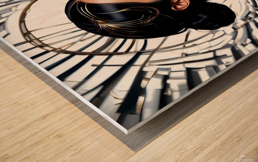 Art Nouveau Futuriste : Femme aux Rayures Dorees Wood print