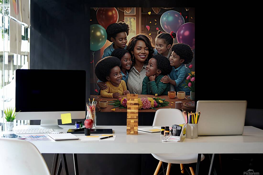 a heartwarming illustration of a loving mother an Reproduction