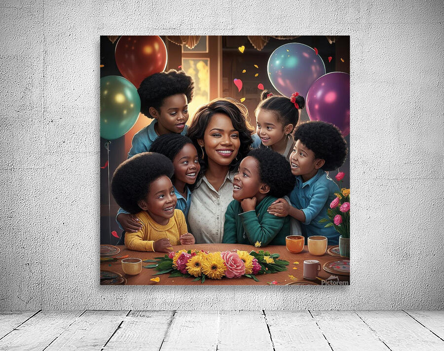 a heartwarming illustration of a loving mother an Wall Preview