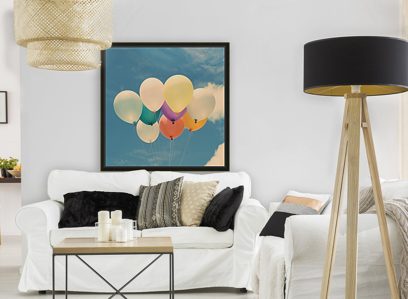 balloons flying on sky Reproduction