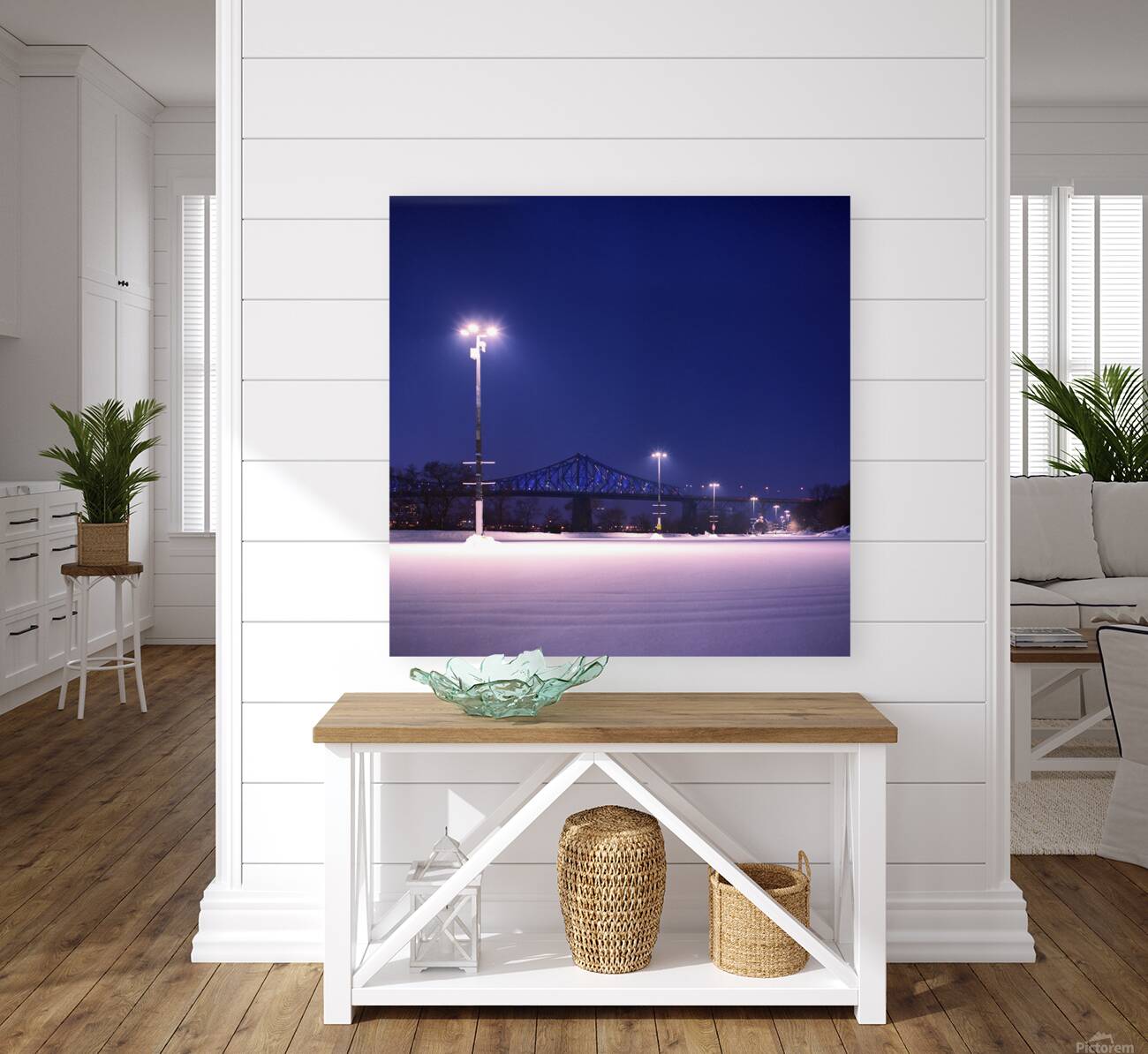 Empty parking lot covered with fresh snowfall Reproduction