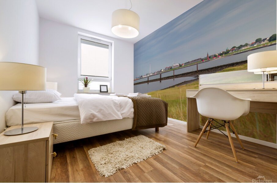 Panoramic summer photo of a bay in Cuxhaven Lower Saxony Germany.  Mural print