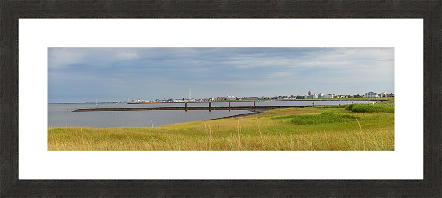 Panoramic summer photo of a bay in Cuxhaven Lower Saxony Germany.  Picture Frame print