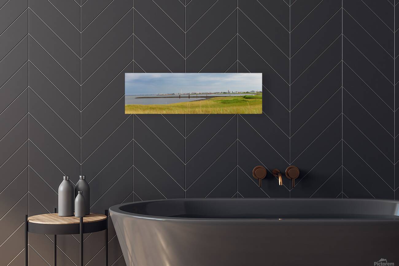 Panoramic summer photo of a bay in Cuxhaven Lower Saxony Germany.  Reproduction