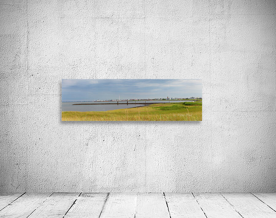 Panoramic summer photo of a bay in Cuxhaven Lower Saxony Germany.  Wall Preview