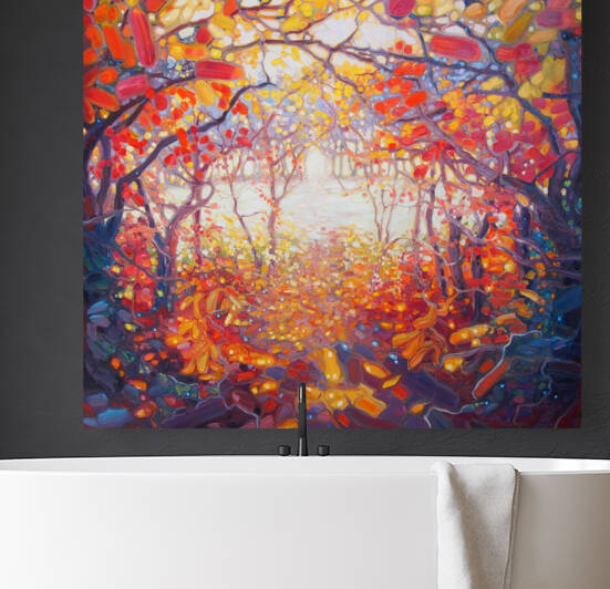 clearing in an autumn wood by gill bustamante by Gill Bustamante Artist