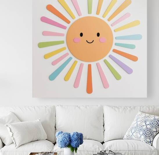Happy Sunburst: Vibrant Multicolored Wall Art for Kids Spaces by boubker gougasse